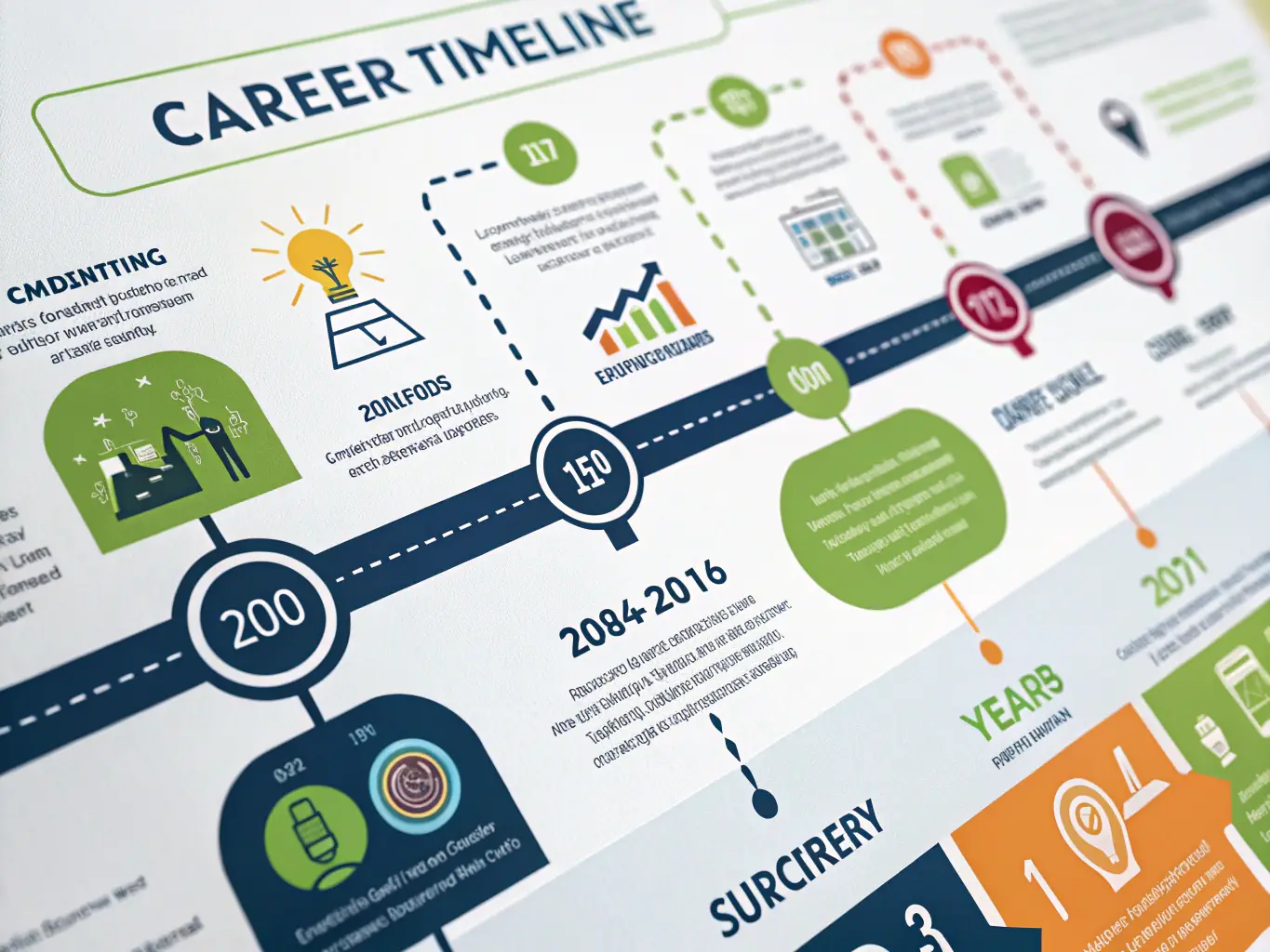 A visual representation of a timeline with key life events marked along a linear path. Each event is illustrated with small icons or symbols, depicting various life milestones, set against a soft gradient background.
